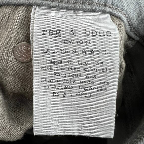 Rag & Bone The Skinny Distressed Sage Jeans Gray Cotton Blend Size 25 FLAW - Picture 9 of 10